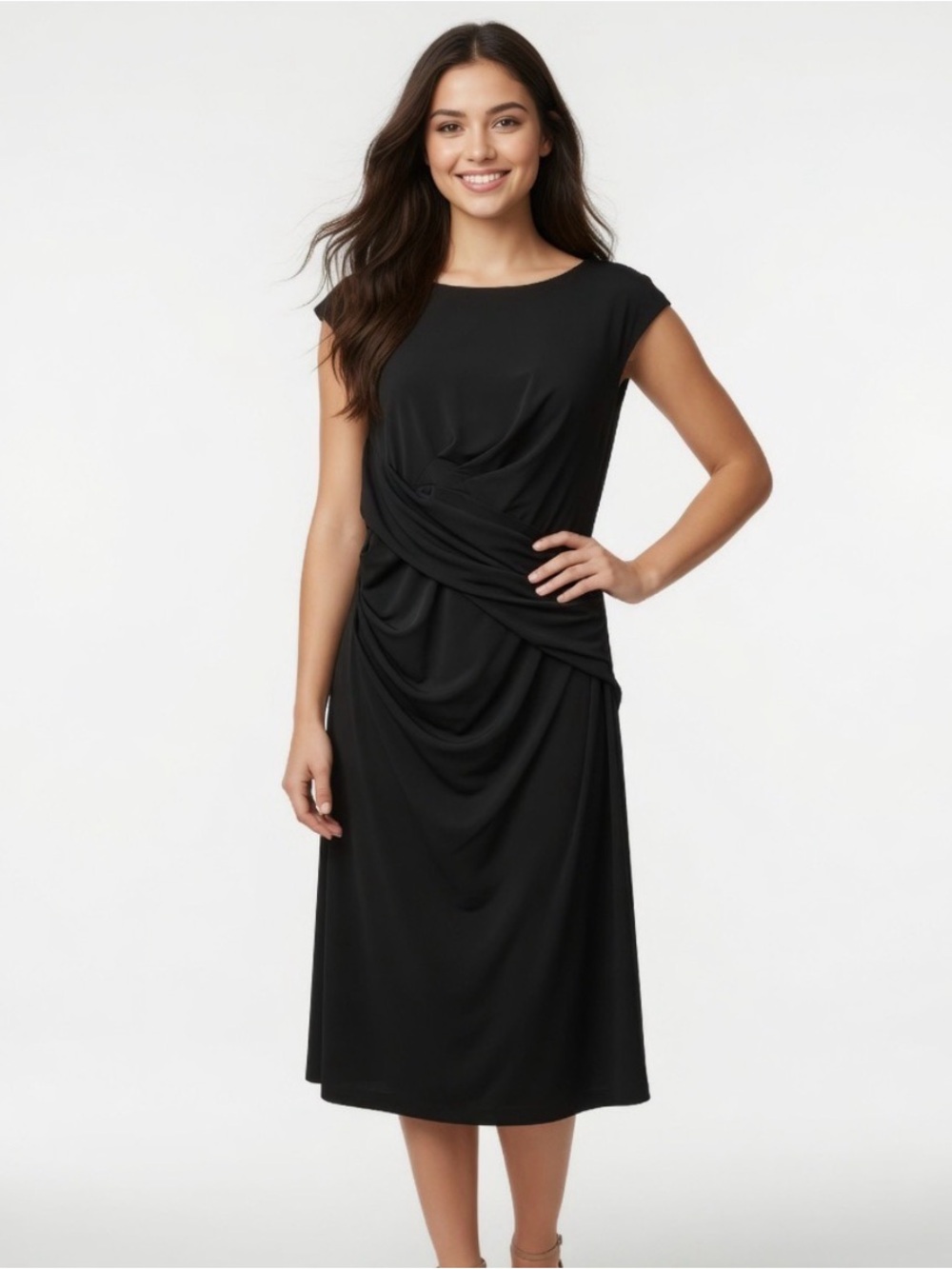 Banana Republic Black Knit Slink Sleeveless Lined Midi Dress Women’s Size 10
